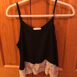 Black tank with lace on bottom